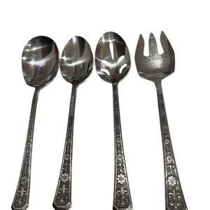 Interpur Florenz Pattern 4 Serving Pieces Silverware Pedal and Fleur De Lis